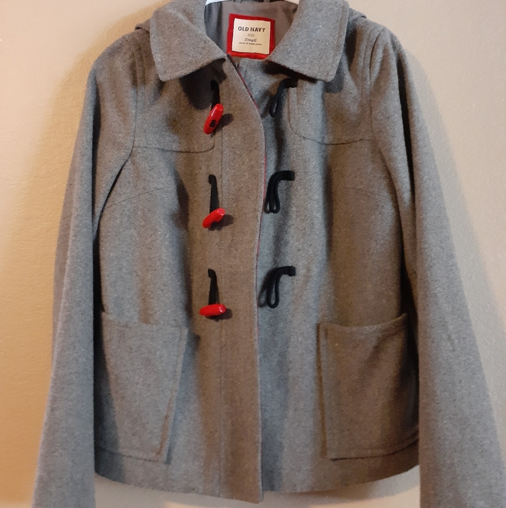 Old Navy Gray Hooded Toggle Coat